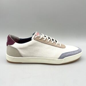 Novella Mens 9 Sneakers Cream Canvas Suede Color Block Modern Casual Streetwear